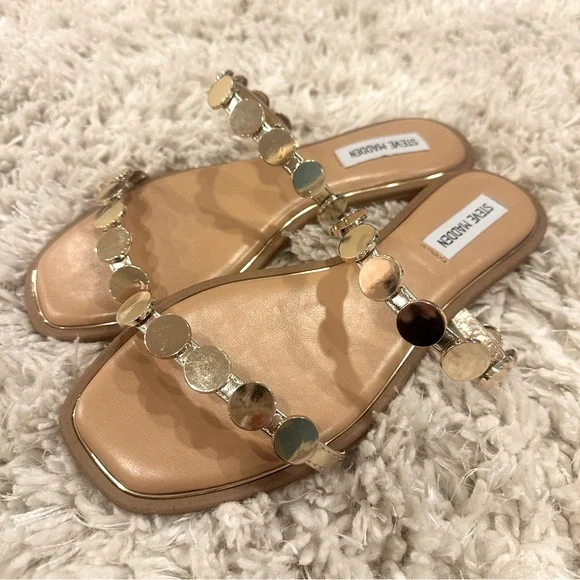Steve Madden Ariele Studded Slide Women’s Sandal Gold, Brand New - Picture 6 of 11